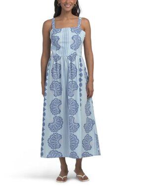 LEA Sleeveless Shell Print Maxi Dress
